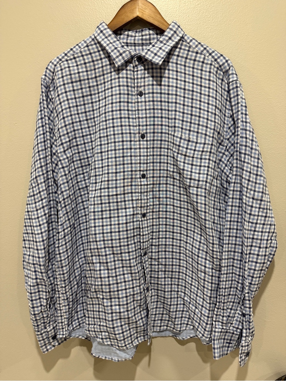 UNTUCKit 100% cotton Men's Navy and White Checked Button-Down Shirt size XXL